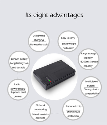 Modem UPS Power Supply Mini UPS 12V 2A 5V 9V 12V 24V POE Port 18w 36w 12000mah